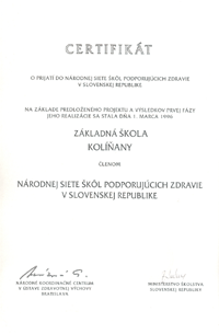 Certifikát zdravej školy